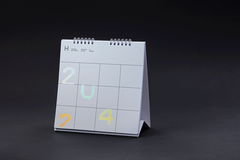 Animated gif showing the calendar cover and each of the months featuring student artwork.