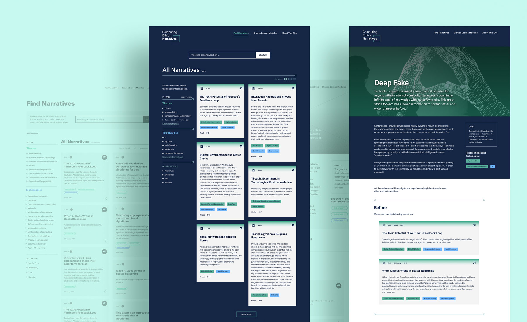 CEN wireframe and page designs