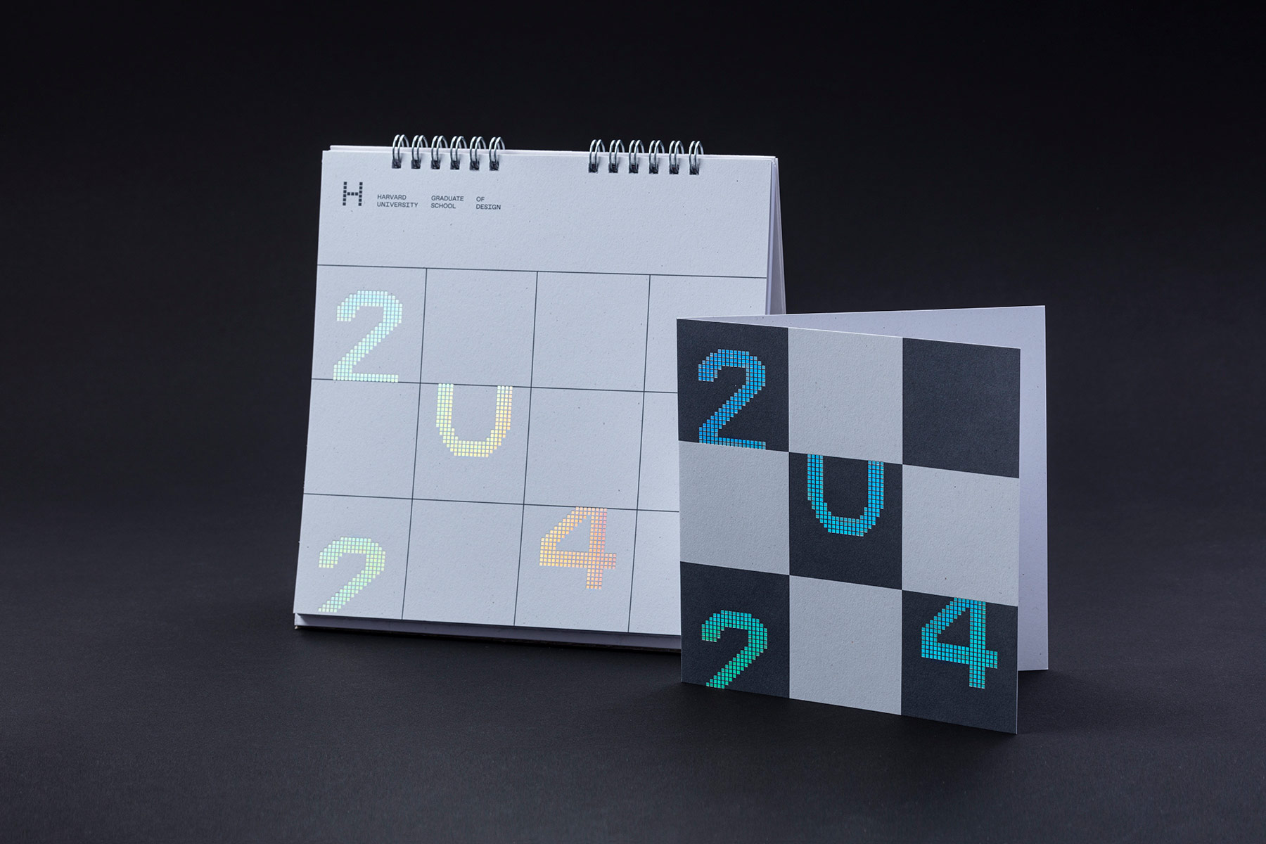 Holographic foil stamped card and wire-bound calendar